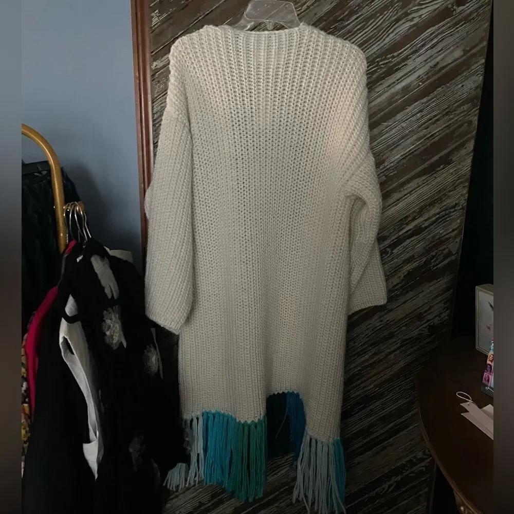 By Anthropologie fringe duster cardigan NWT